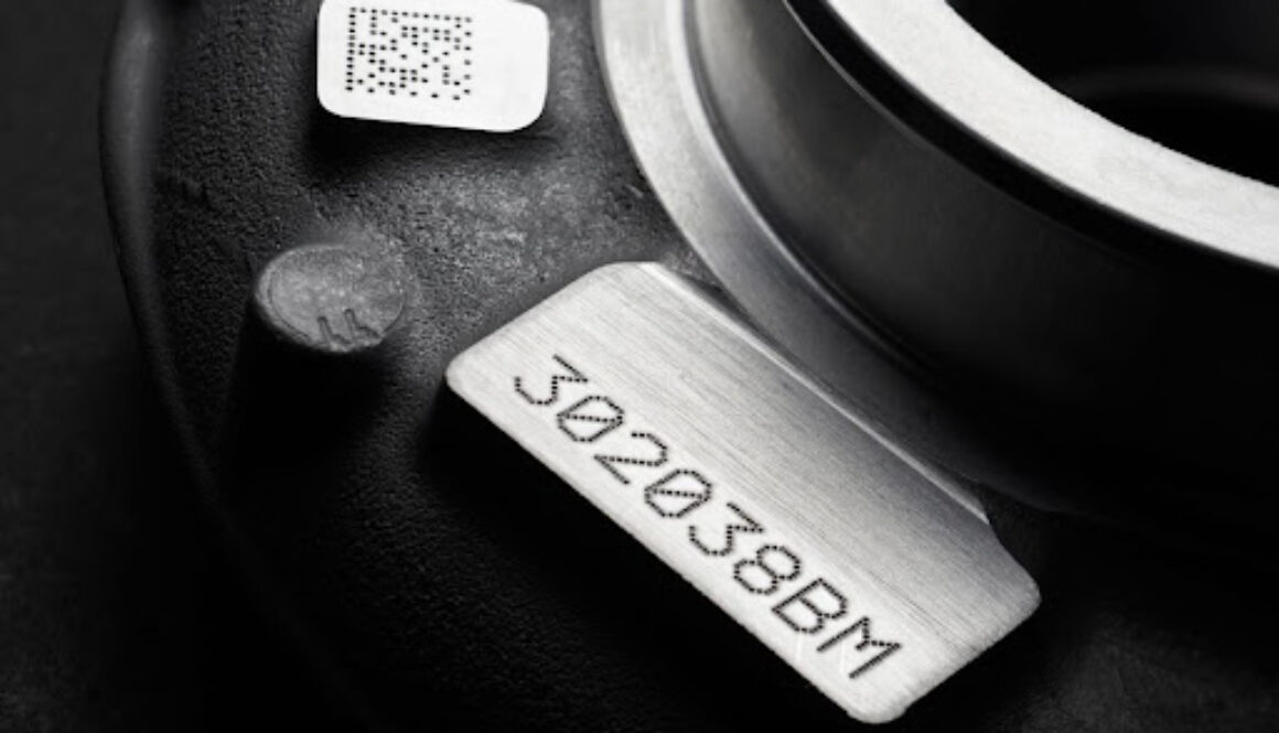 Metal part marked by dot peen. Enhance traceability in manufacturing with the right part marking machine.